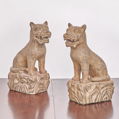 Lot 168 - Pair of Chinese Pottery Foo Dogs