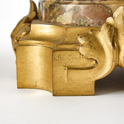 Lot 95 - Pair of Louis XVI Style Gilt-Bronze Mounted Marble Garniture Urns With Covers