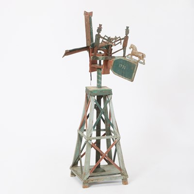 Lot 304 - American Folk Art Whirligig of Two Men Sawing