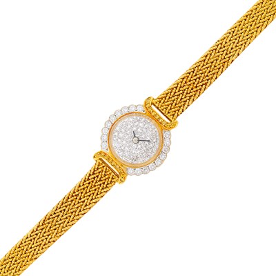 Lot 1114 - Chopard Two-Color Gold, Diamond and Colored Diamond Mesh Wristwatch