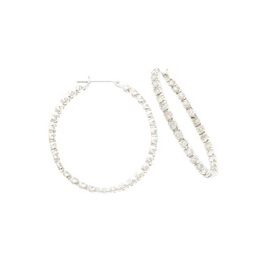 Lot 2110 - Pair of White Gold and Diamond Hoop Earrings