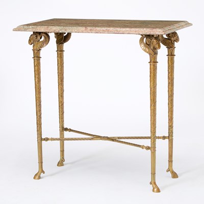 Lot 327 - Marble Top Ram's Head Bronze Side Table
