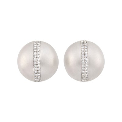 Lot 140 - Verdura Pair of White Gold and Diamond Dome Earclips