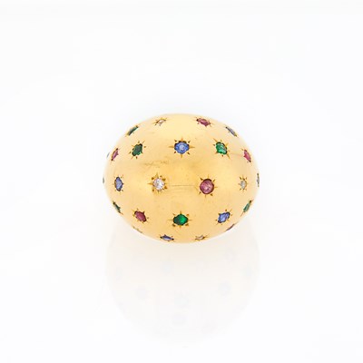 Lot 2069 - Gold, Colored Stone and Diamond Dome Ring, France