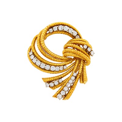 Lot 1111 - Gold and Diamond Clip-Brooch