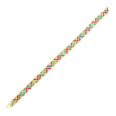 Lot 2033 - Gold, Gem-Set and Diamond Bracelet