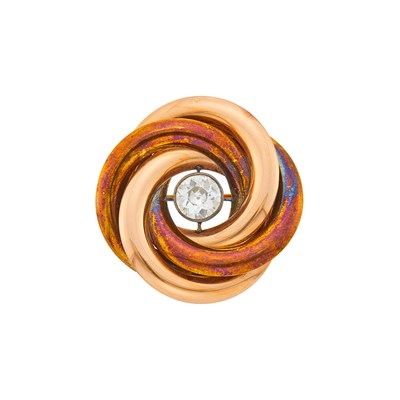 Lot 1084 - Two-Color Gold and Diamond Pendant-Brooch