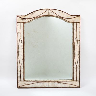 Lot 300 - Rustic Birch Bark Veneered Wood and Twig Mirror