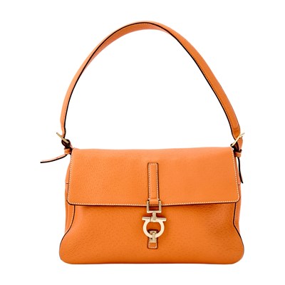 Lot 1179 - Salvatore Ferragamo Orange Leather Bag