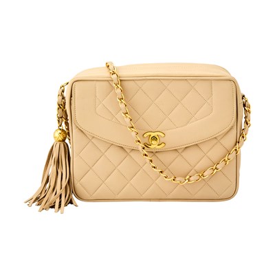 Lot 1191 - Chanel Beige Quilted Lambskin Leather Bag