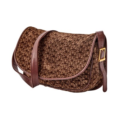 Lot 1185 - Bottega Veneta Brown Suede Butterfly Print Flap Bag