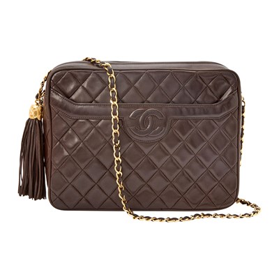 Lot 1190 - Chanel Dark Brown Quilted Lambskin Leather Camera Bag