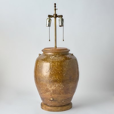Lot 297 - Brown Glazed Earthenware Jar Mounted as a Lamp