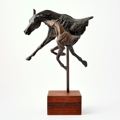 Lot 232 - Peggy Kauffman Patinated Bronze Sculpture of Two Horse Heads