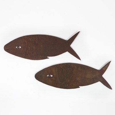 Lot 291 - Pair of Painted Metal Fish Wall Appliques