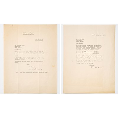 Lot 651 - Two letters on financial matters signed by Cole Porter