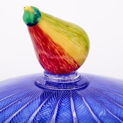 Lot 75 - Murano Blown, Applied and Threaded Glass Footed Bowl and Cover