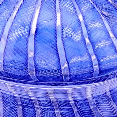 Lot 75 - Murano Blown, Applied and Threaded Glass Footed Bowl and Cover