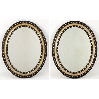 Lot 526 - Near Pair of Irish George III Style Cut-Glass Oval Mirrors