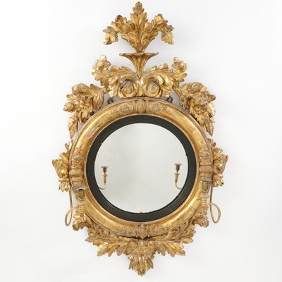 Lot 491 - Regency Gilt Gesso Convex Mirror