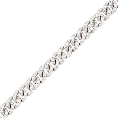 Lot 1047 - White Gold and Diamond Curb Link Bracelet
