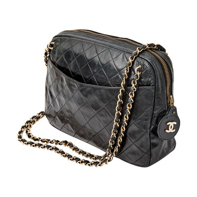 Lot 1189 - Chanel Vintage Black Quilted Lambskin Leather Bag