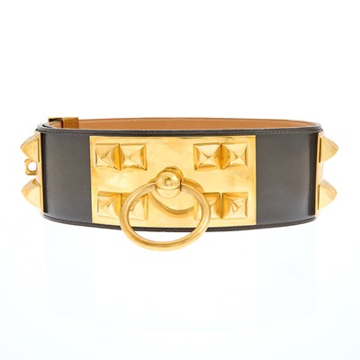 Lot 2299 - Hermès Brown Leather and Gilt-Metal 'Collier de Chien' Belt