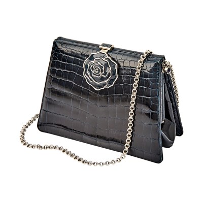 Lot 1176 - Judith Leiber Midnight Blue Crocodile Clutch