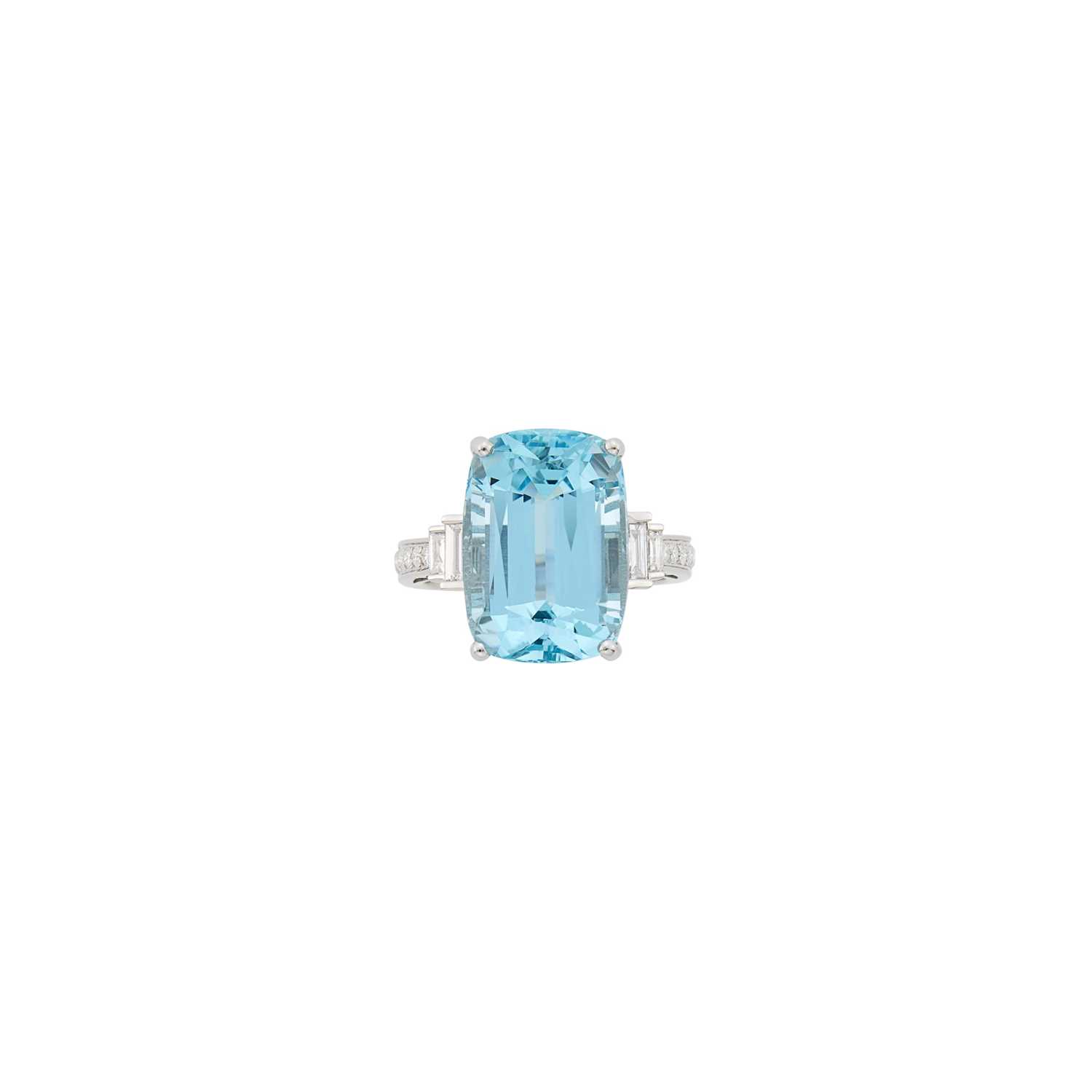Lot 45 - White Gold, Aquamarine and Diamond Ring