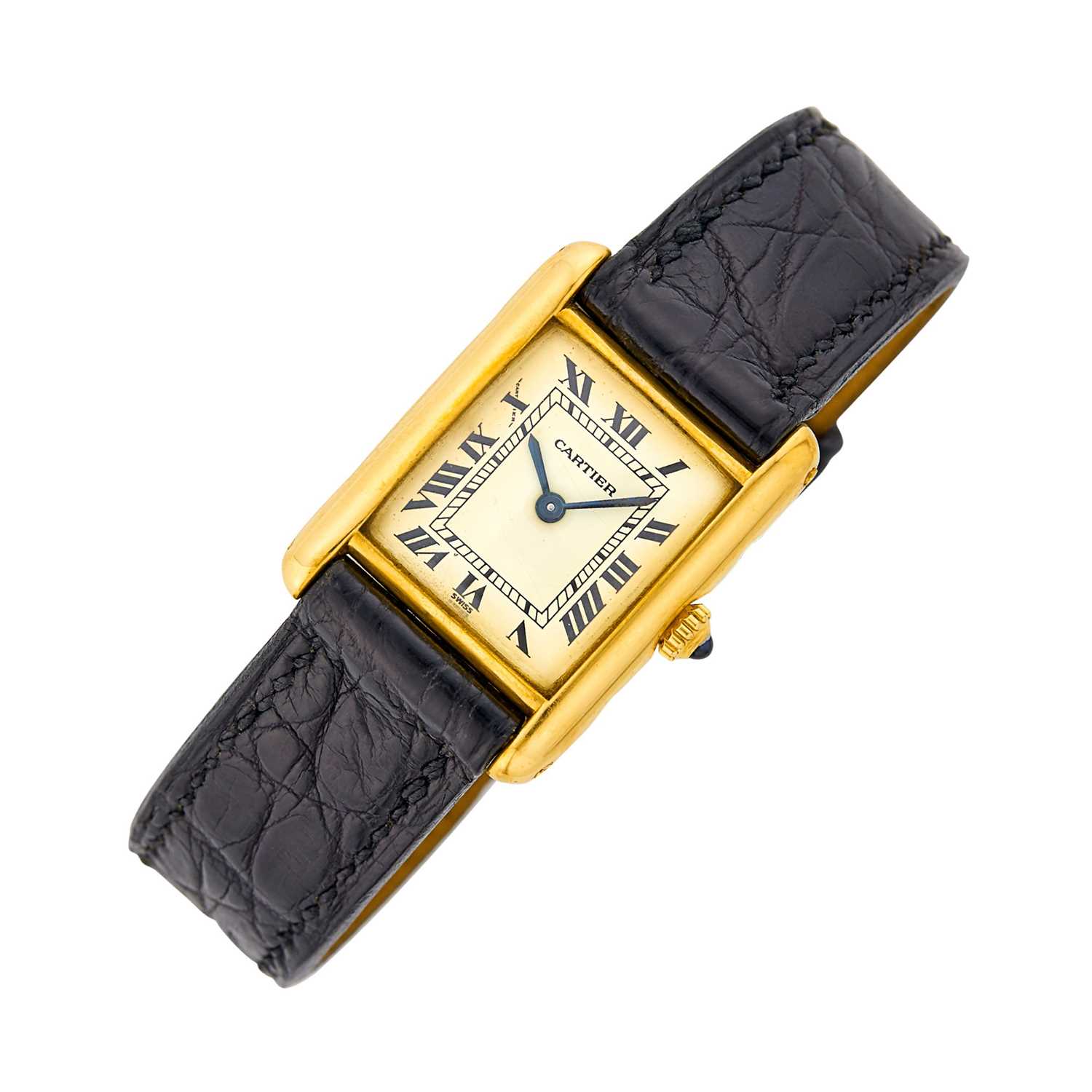 Lot 126 - Cartier Paris Gold 'Tank' Wristwatch