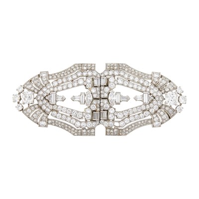 Lot 152 - Raymond C. Yard Platinum and Diamond Double Clip-Brooch