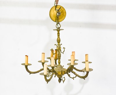 Lot 391 - Gilt Metal Ten-Light Chandelier