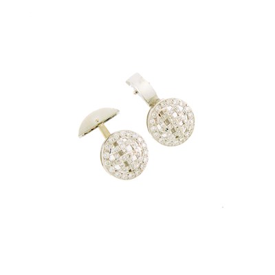 Lot 2126 - Pair of White Gold and Diamond Cufflinks