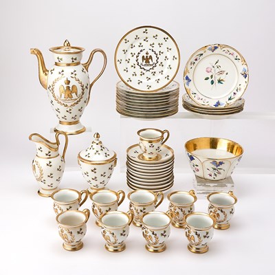 Lot 80 - French Gilt and Hand-Painted Porcelain Partial Dessert Service