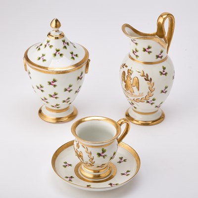 Lot 80 - French Gilt and Hand-Painted Porcelain Partial Dessert Service