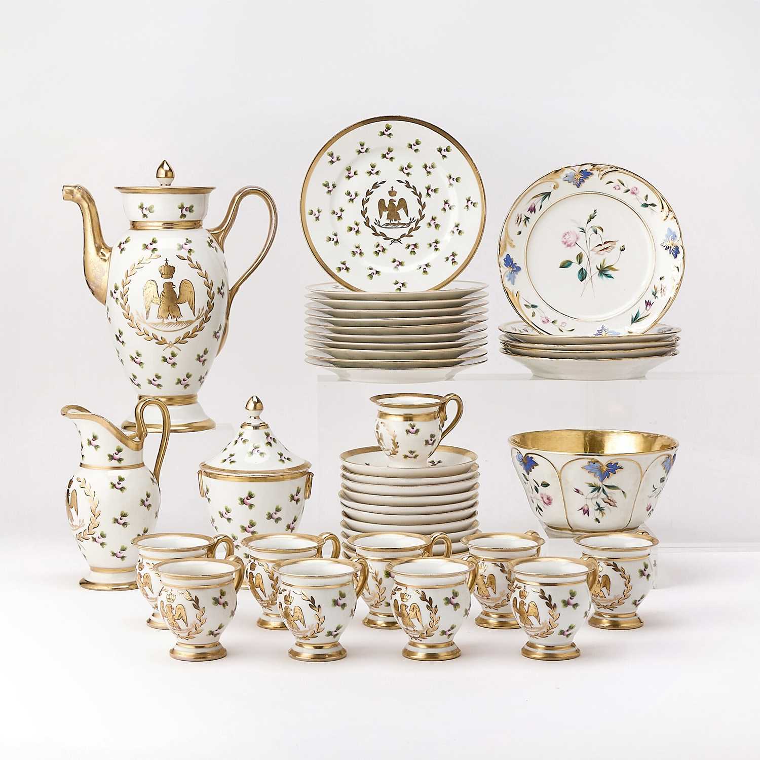 Lot 80 - French Gilt and Hand-Painted Porcelain Partial Dessert Service