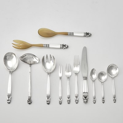 Lot 290 - Georg Jensen Sterling Silver "Acorn" Pattern Flatware Service