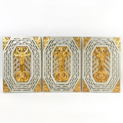 Lot 213 - Three Art Deco Parcel Gilt Plaster Architectural Panels