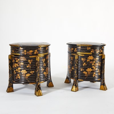 Lot 86 - Pair of Japanese Gilt-Decorated Lacquer Containers