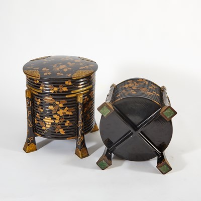 Lot 86 - Pair of Japanese Gilt-Decorated Lacquer Containers