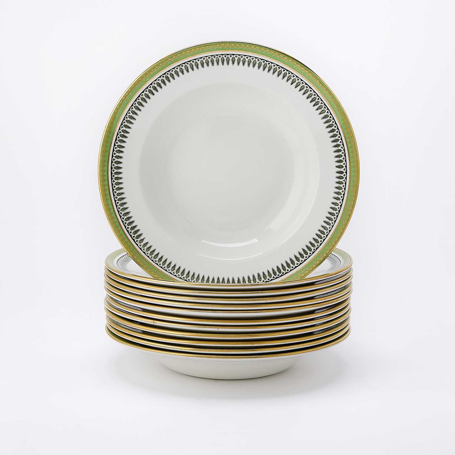 Lot 83 - Assembled Set of Twelve Spode Porcelain Rim Soup Bowls