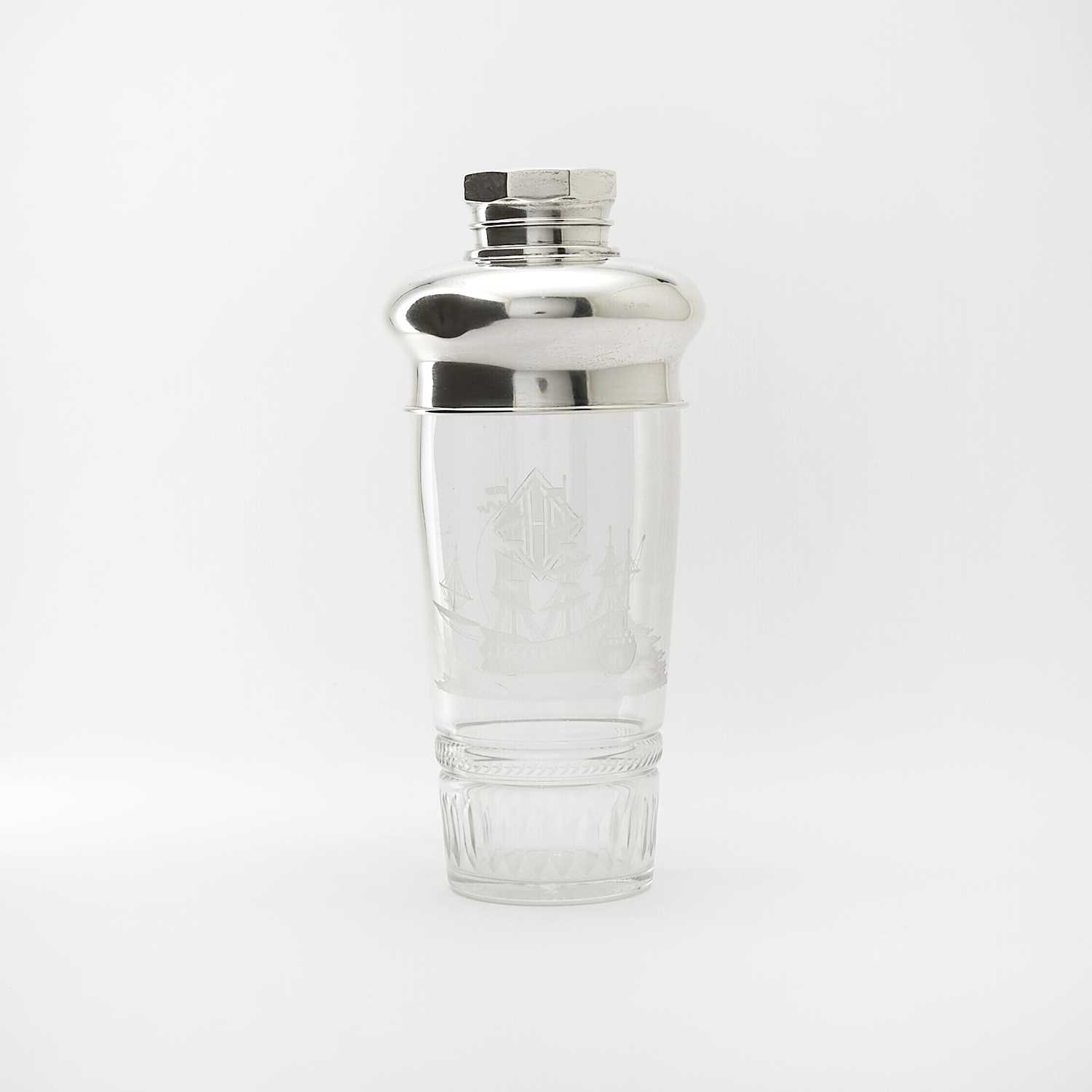 Lot 55 - American Sterling Silver and Glass Cocktail Shaker