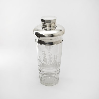 Lot 55 - American Sterling Silver and Glass Cocktail Shaker