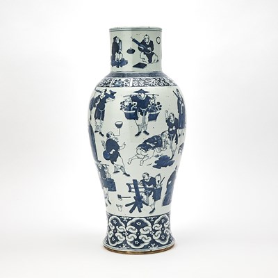 Lot 195 - Large Chinese Blue and White Porcelain Baluster Vase