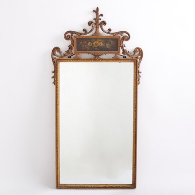 Lot 141 - Louis XVI Style Painted and Parcel-Gilt Mirror
