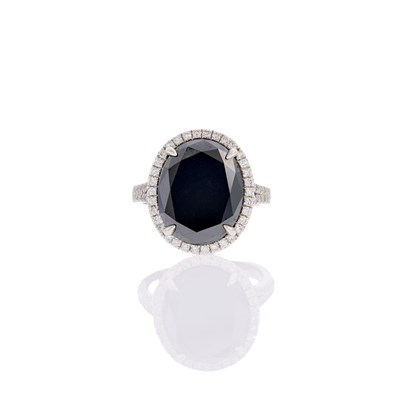 Lot 2130 - Platinum, Black Diamond and Diamond Ring