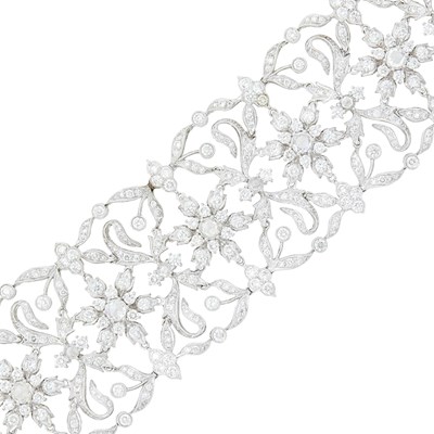 Lot 53 - Wide White Gold and Diamond Bracelet