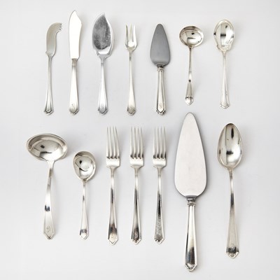 Lot 213 - Assembled Watson Sterling Silver "John Alden" Pattern Flatware Service