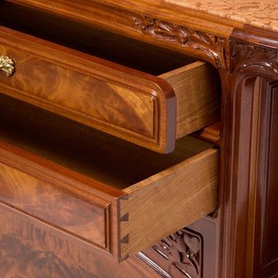 Lot 78 - Louis Majorelle Art Nouveau Carved Mahogany 'Algues' (Seaweed) Pattern Buffet