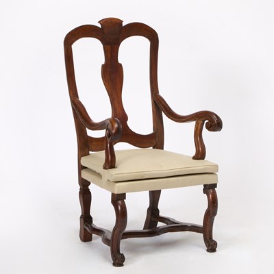 Lot 239 - Louis XIV Upholstered Walnut Os de Mouton Armchair